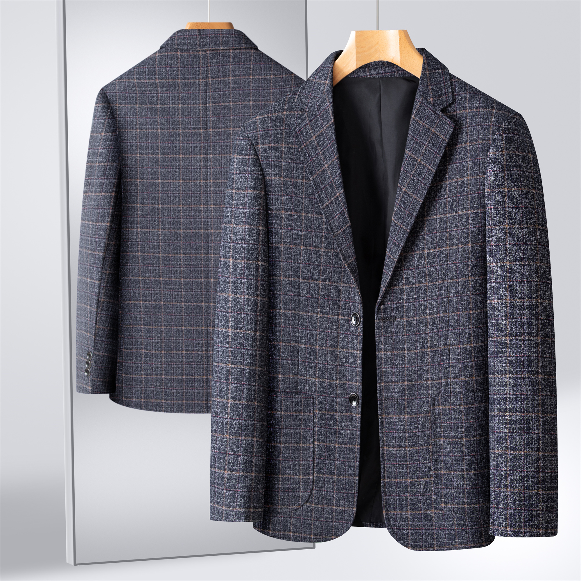 Large Men Formal Wear - Striped Suit Men's Plaid Suit Men's