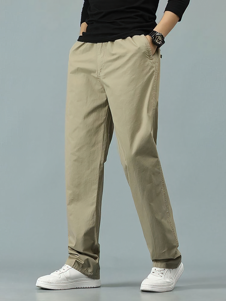 Men Formal Wear Office - 100% Cotton Straight Casual Pants Men