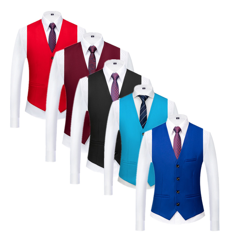 Formal Vest Waistcoat - Pure Color Formal Suit Vest Black