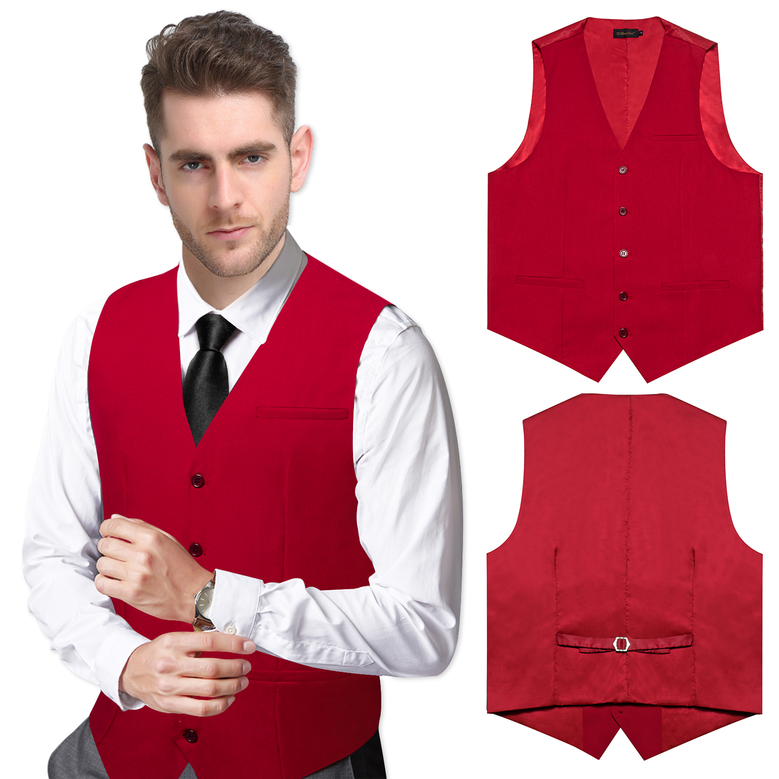 Formal Vest Waistcoat - Red Wedding Dress Vest for Man