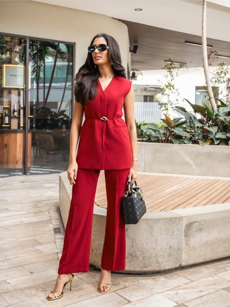 Formal Vest Waistcoat - Ladies Solid Color Two Piece Set