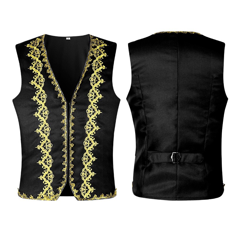 Formal Vest Waistcoat - Men's European Style Gold Embellished Formal