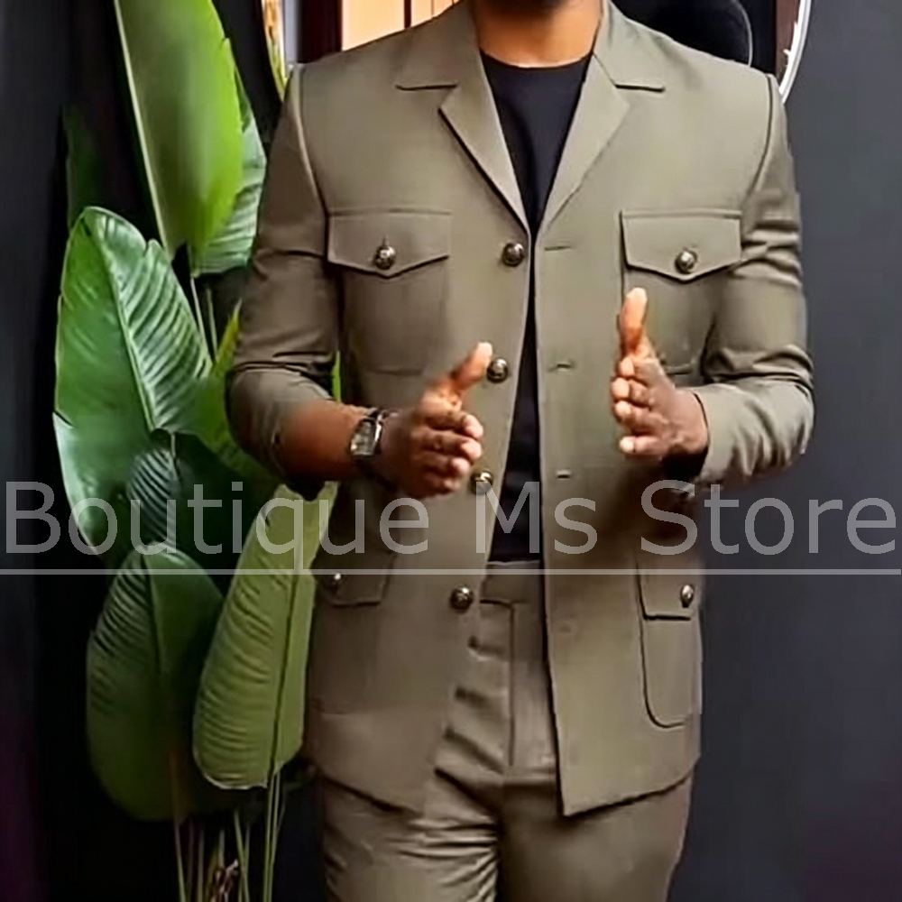 Men Formal Wear Office - Men Safari Suit Two Piece Set