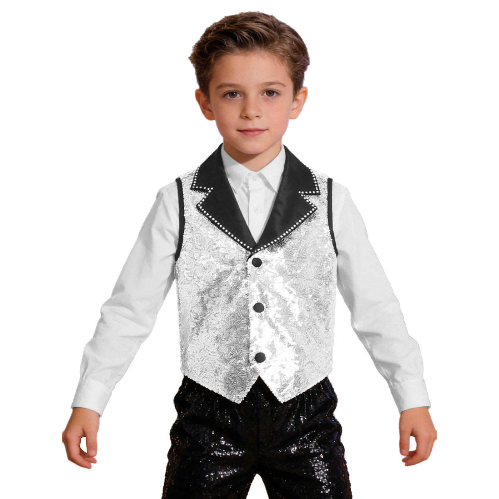 Boys Girls Vest Shiny Sequin S - Formal Vest Waistcoat ulasan dan harga