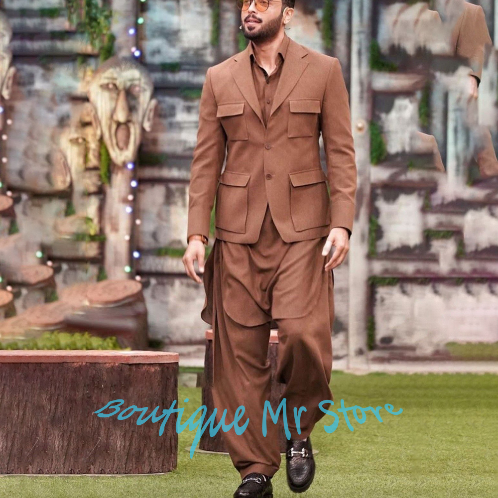 Men's Brown Multi-Pocket Suits - Men Formal Wear Brown ulasan dan harga