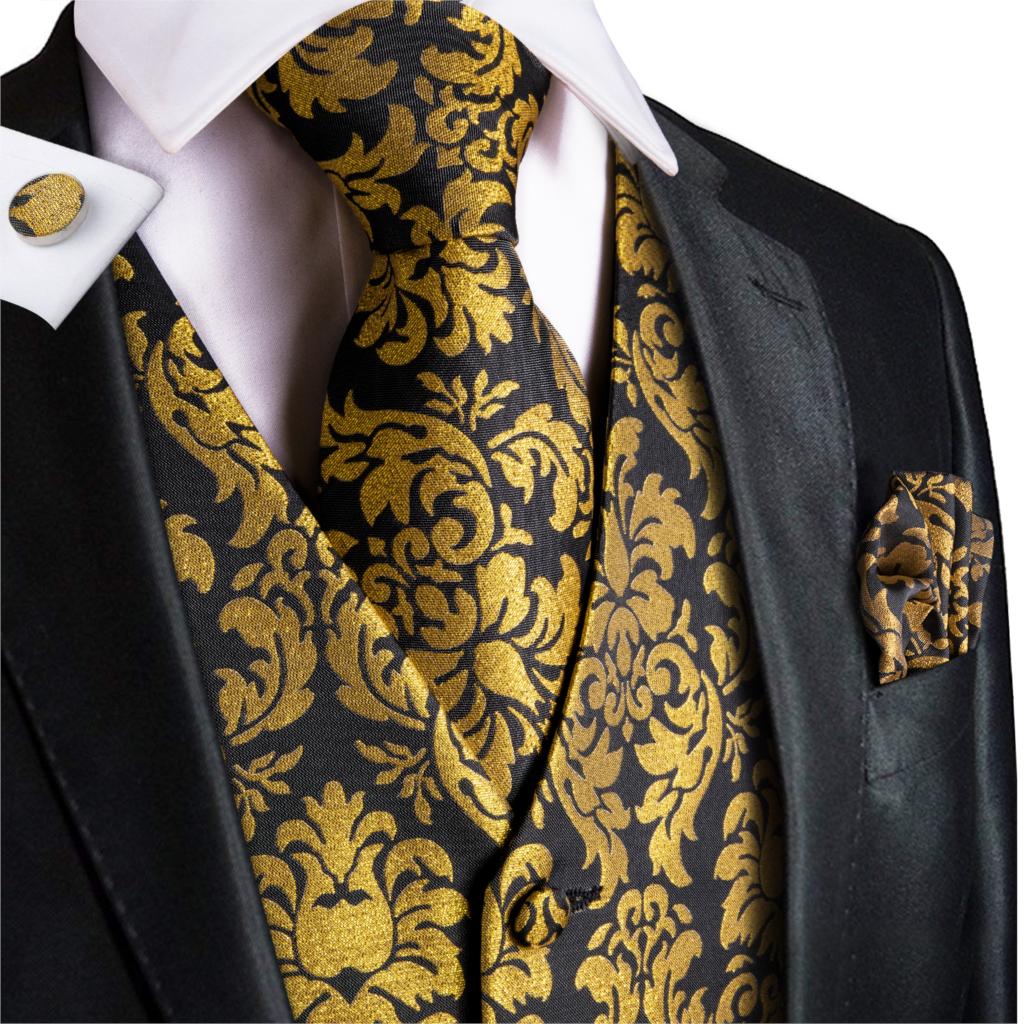 Vest for Men Gold Suit Vest Fl - Formal Vest Waistcoat ulasan dan harga