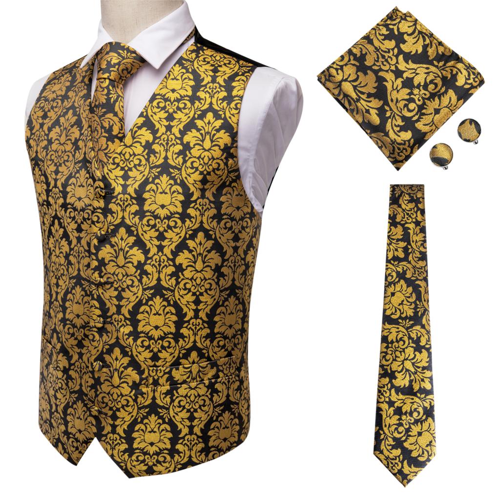 Vest for Men Gold Suit Vest Fl - Formal Vest Waistcoat ulasan dan harga