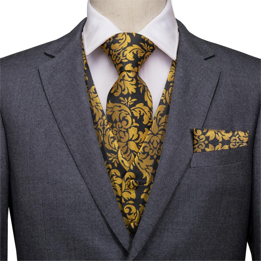 Vest for Men Gold Suit Vest Fl - Formal Vest Waistcoat ulasan dan harga