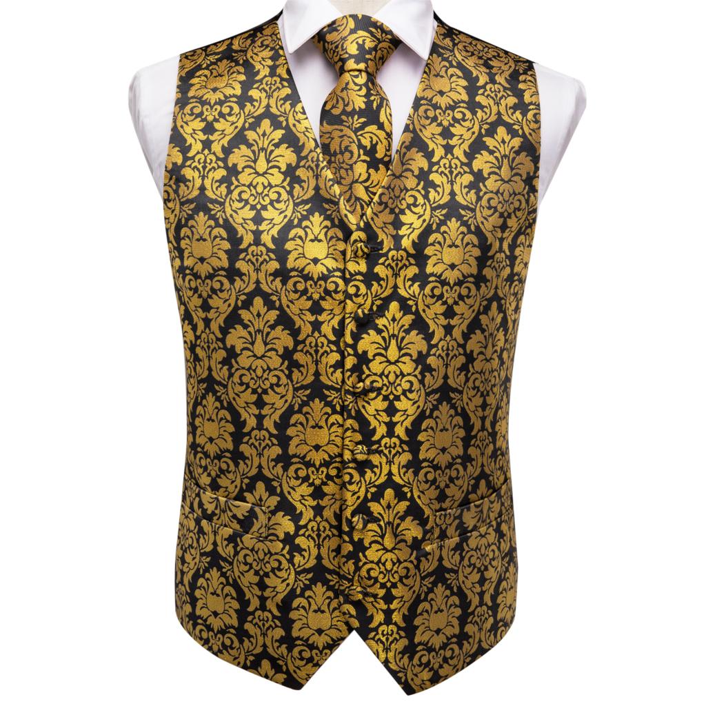 Vest for Men Gold Suit Vest Fl - Formal Vest Waistcoat ulasan dan harga