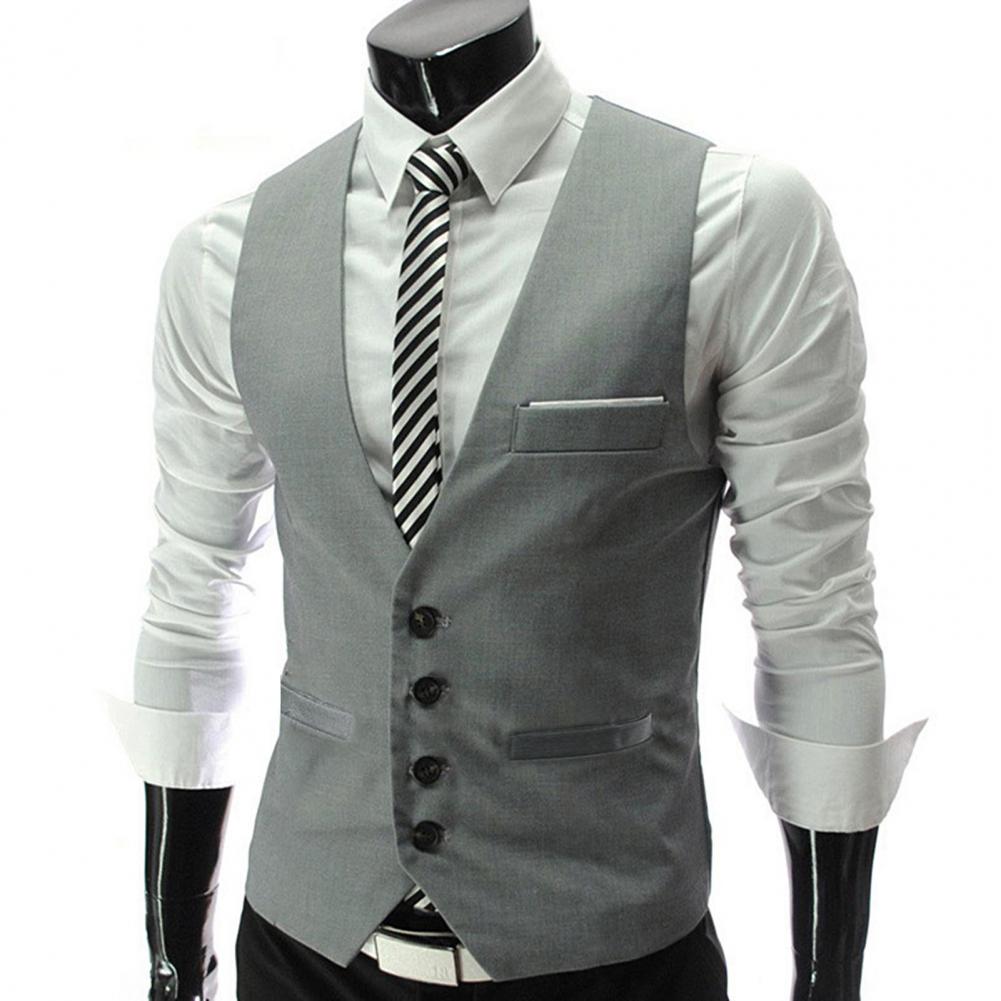 Men Vest Single Breasted Suit  - Formal Vest Waistcoat ulasan dan harga