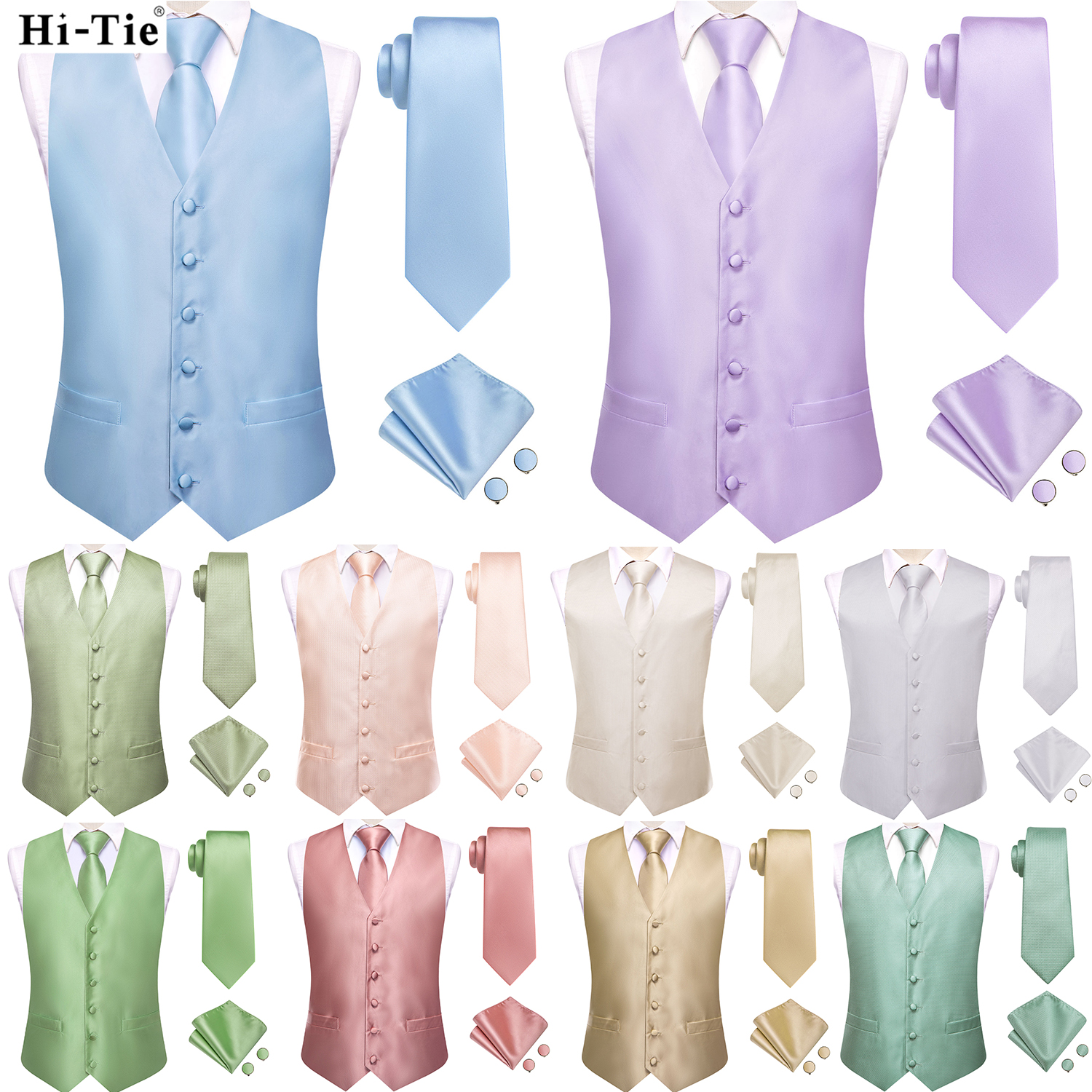 Hi-Tie Solid Voilet Lilac Mens - Formal Vest Waistcoat ulasan dan harga