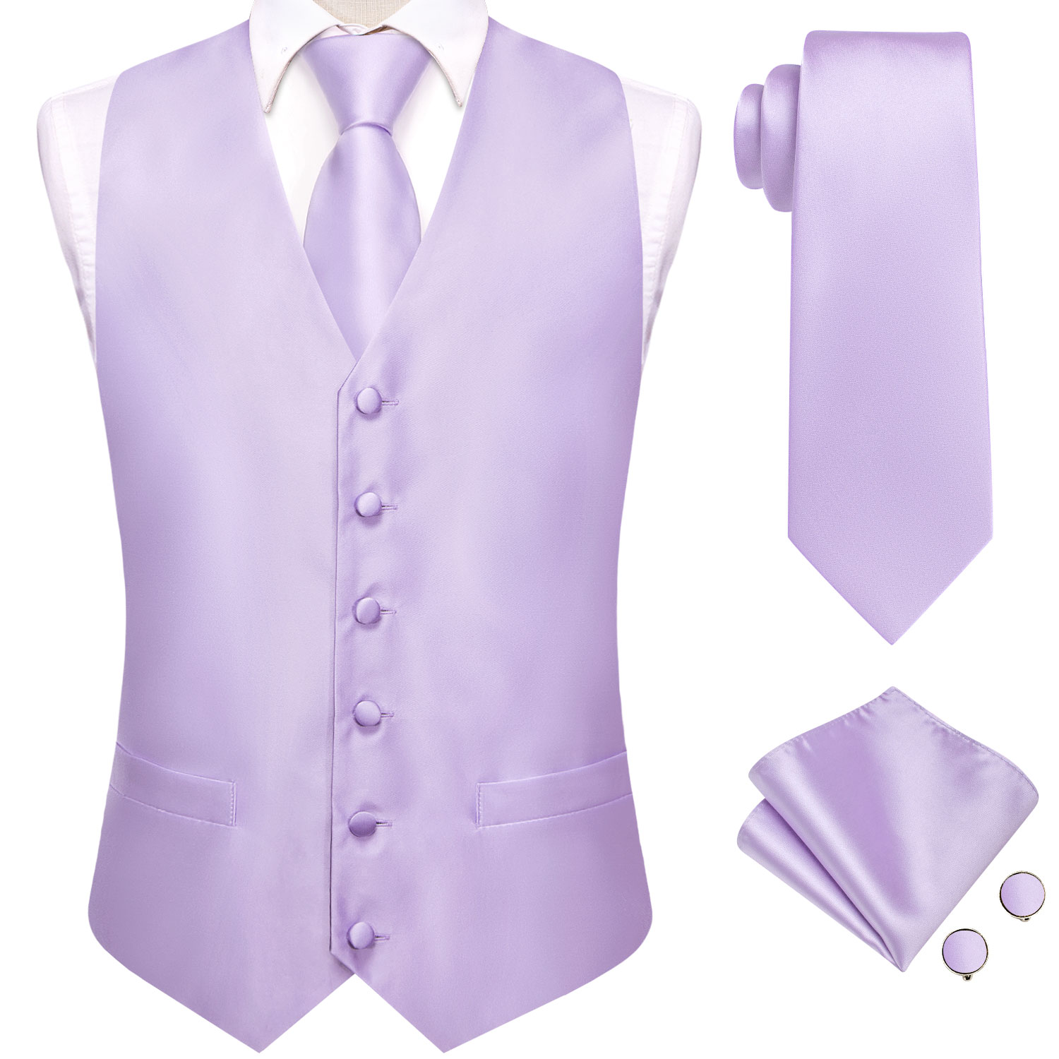 Hi-Tie Solid Voilet Lilac Mens - Formal Vest Waistcoat ulasan dan harga
