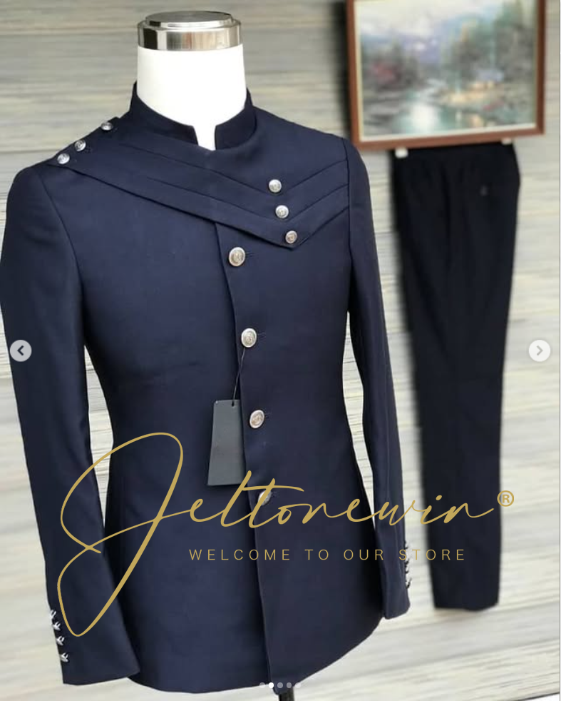 Men's Navy Blue Suit Set with  - Men Formal Wear Design ulasan dan harga