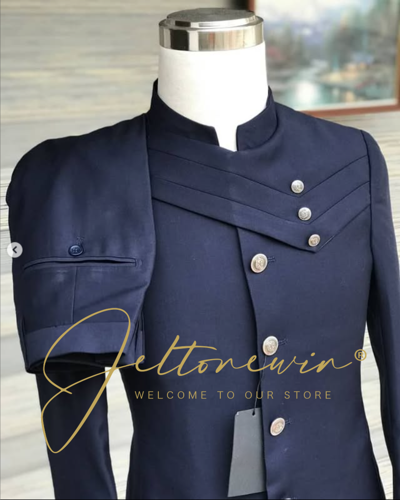 Men's Navy Blue Suit Set with  - Men Formal Wear Design ulasan dan harga