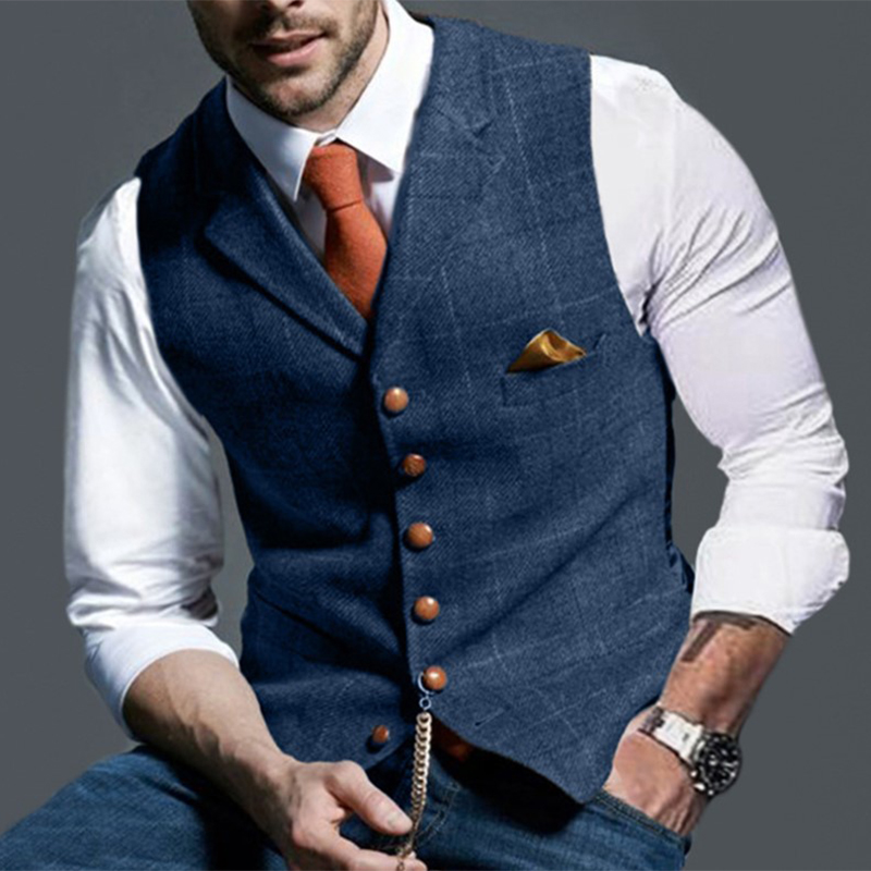 Fashion Men's Vests Lapel Twee - Formal Vest Waistcoat ulasan dan harga