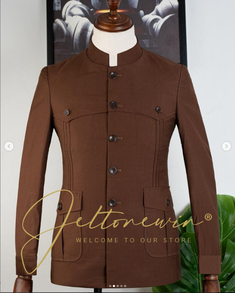 Men's Brown Two Piece Suit wit - Men Formal Wear Brown ulasan dan harga