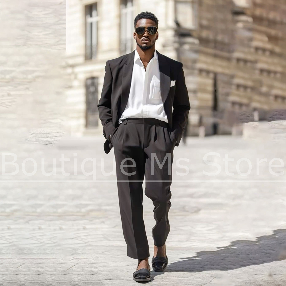 Dark Brown Men's Suit 2 Piece  - Men Formal Wear Brown ulasan dan harga