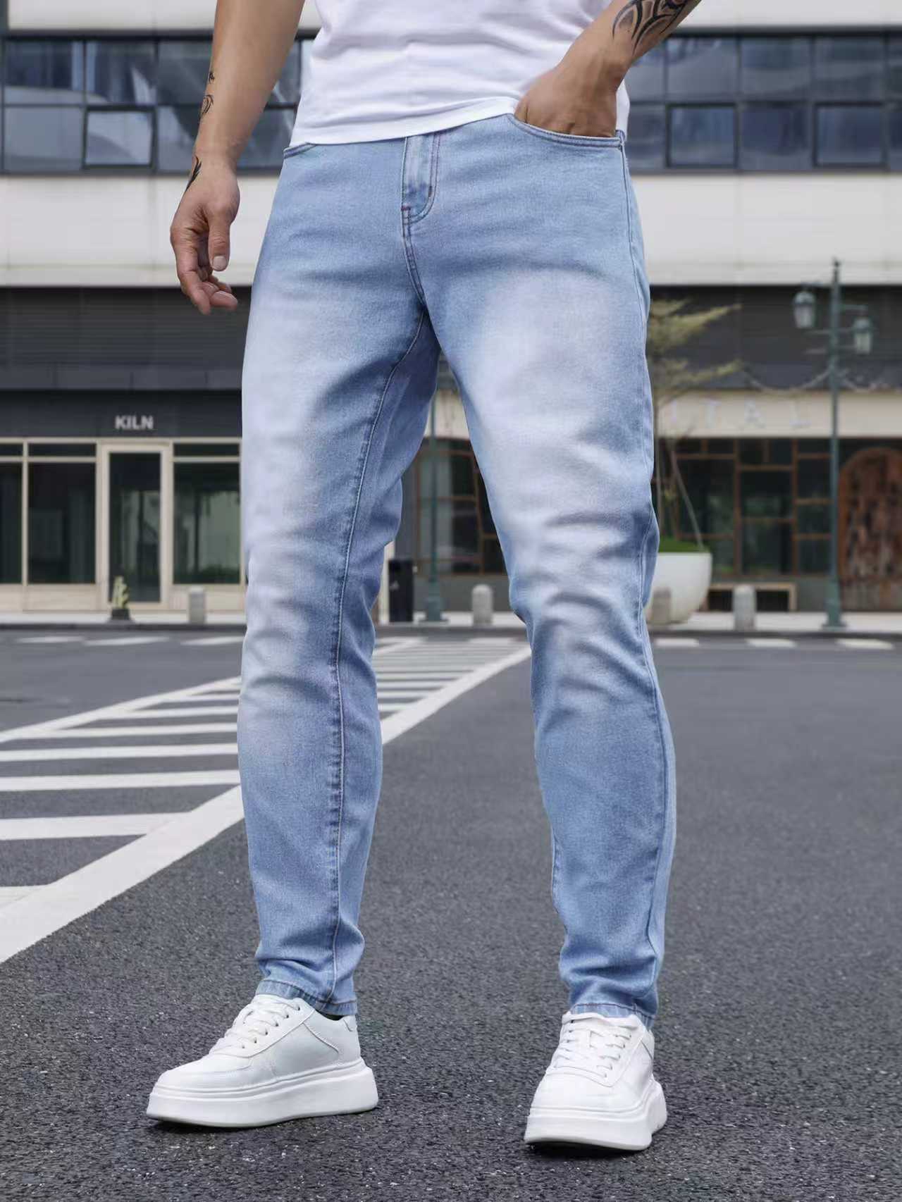 Men's Casual Stretch Light Blu - Men Formal Wear With Jeans ulasan dan harga
