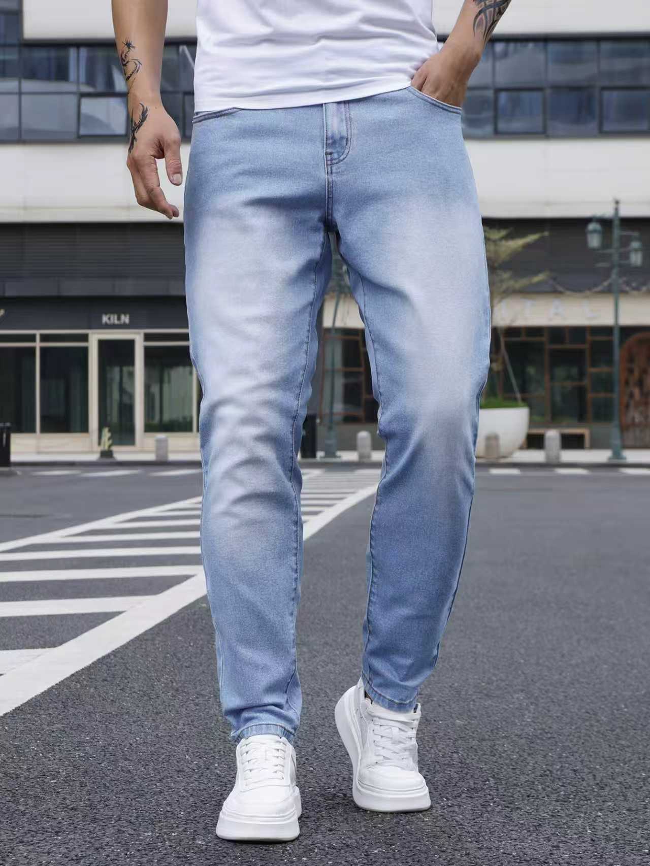 Men's Casual Stretch Light Blu - Men Formal Wear With Jeans ulasan dan harga
