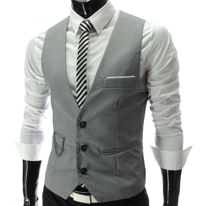 2025 New Grey Dress Vests Slim - Formal Vest Waistcoat ulasan dan harga