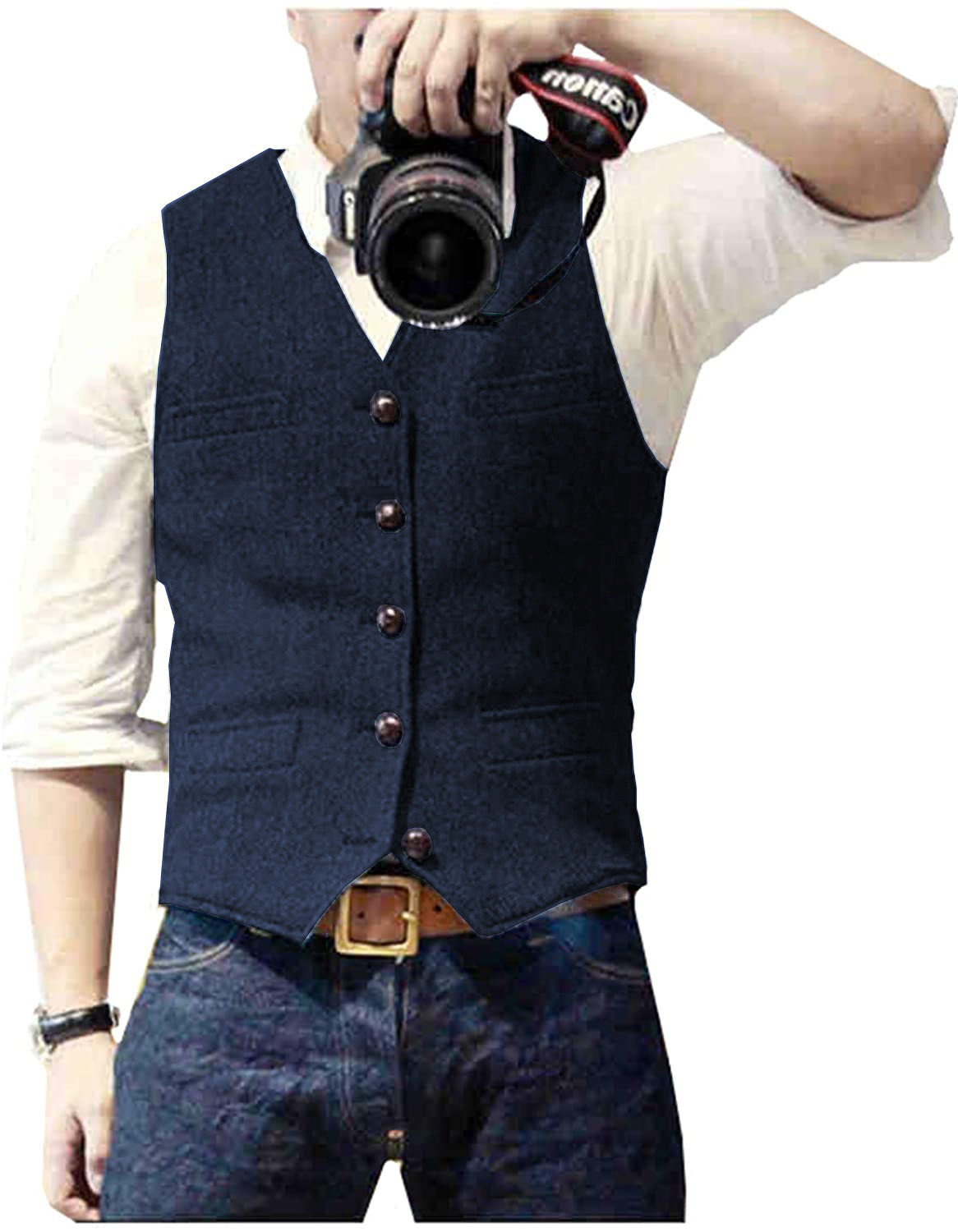 Men's Suit Vest V Neck Wool He - Formal Vest Waistcoat ulasan dan harga
