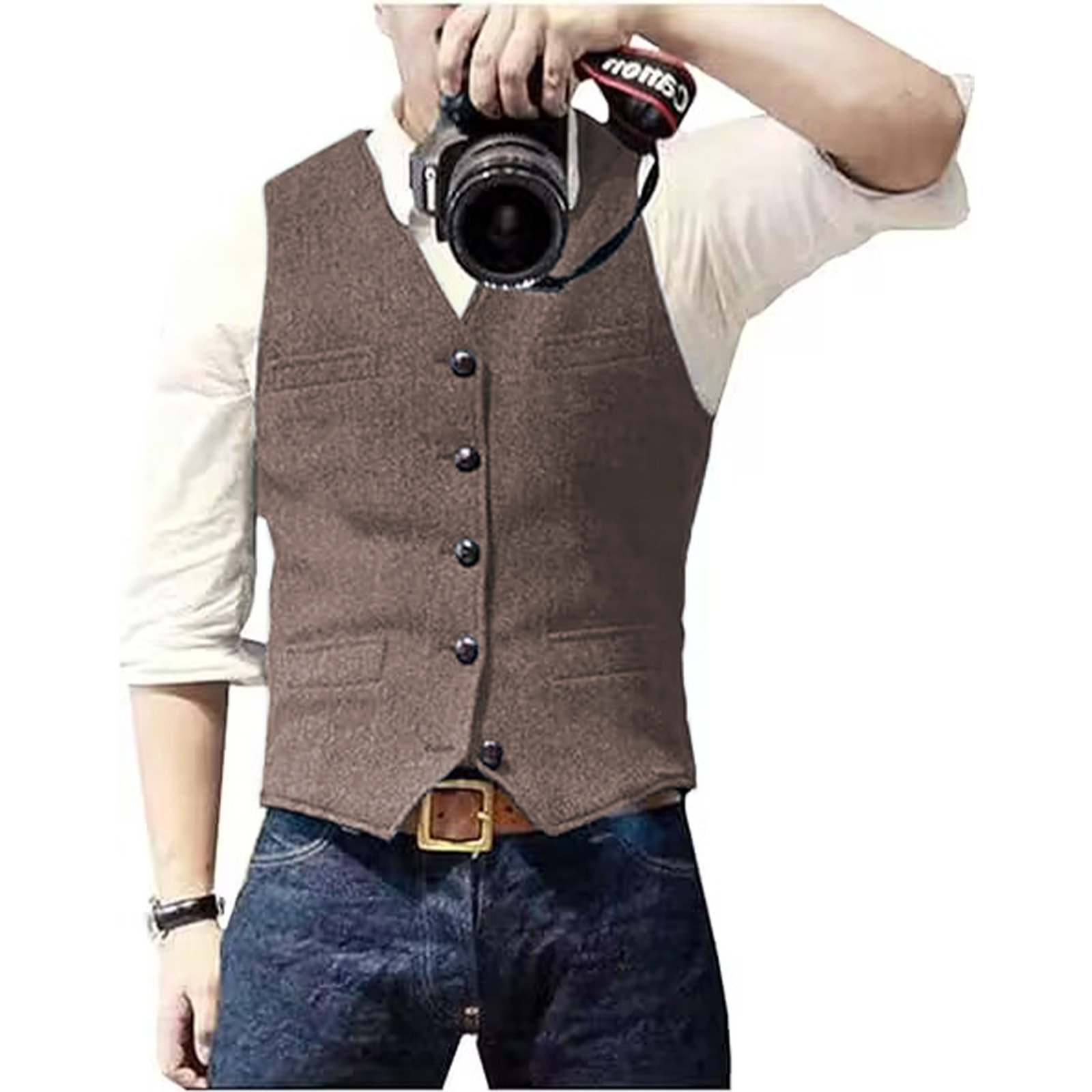 Men's Suit Vest V Neck Wool He - Formal Vest Waistcoat ulasan dan harga