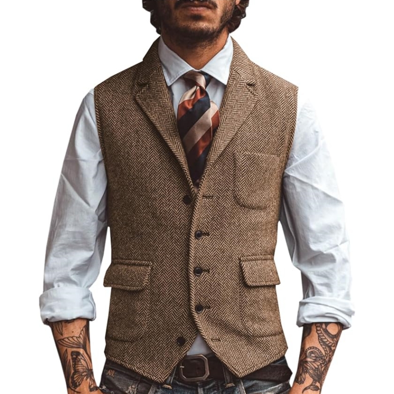 New V Neck Lapel Men's Suits V - Formal Vest Waistcoat ulasan dan harga