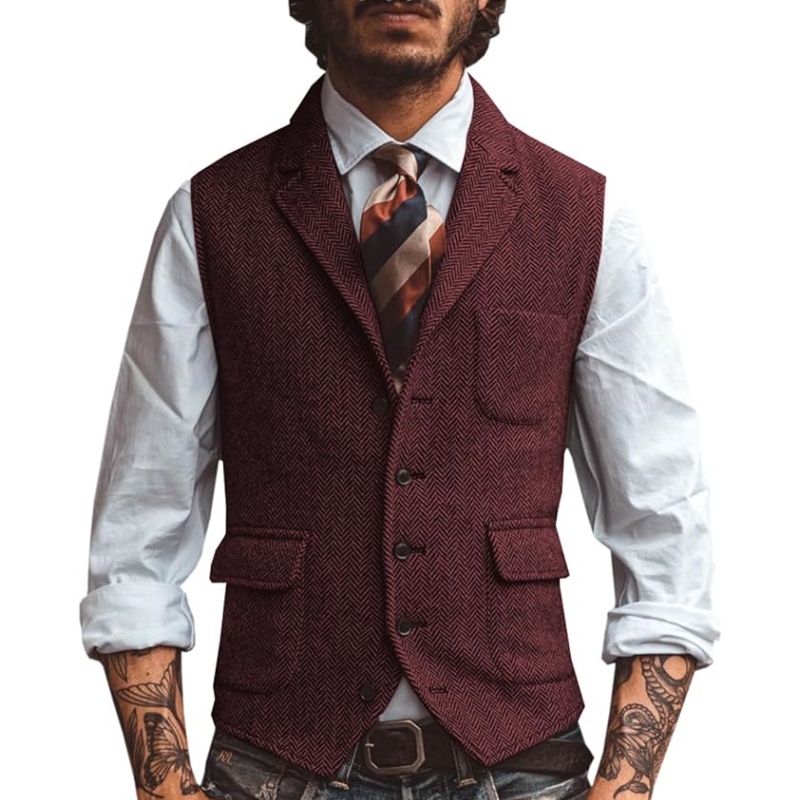 New V Neck Lapel Men's Suits V - Formal Vest Waistcoat ulasan dan harga