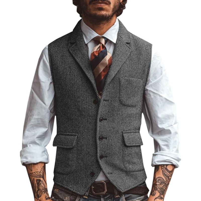 New V Neck Lapel Men's Suits V - Formal Vest Waistcoat ulasan dan harga