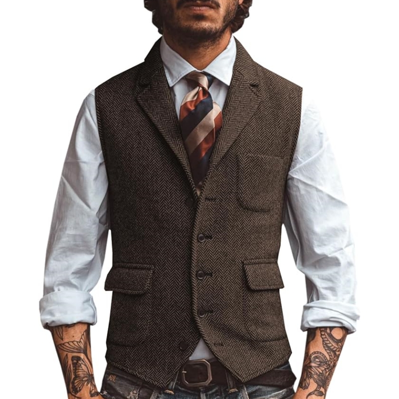 New V Neck Lapel Men's Suits V - Formal Vest Waistcoat ulasan dan harga