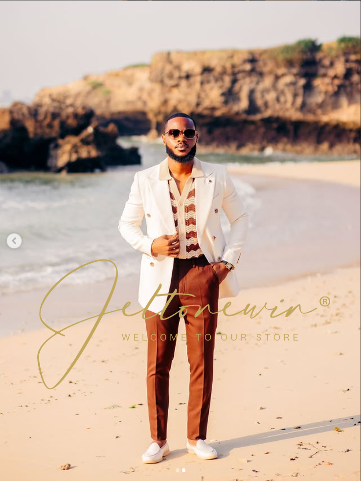 Men's White Double Breasted Su - Men Formal Wear Brown ulasan dan harga