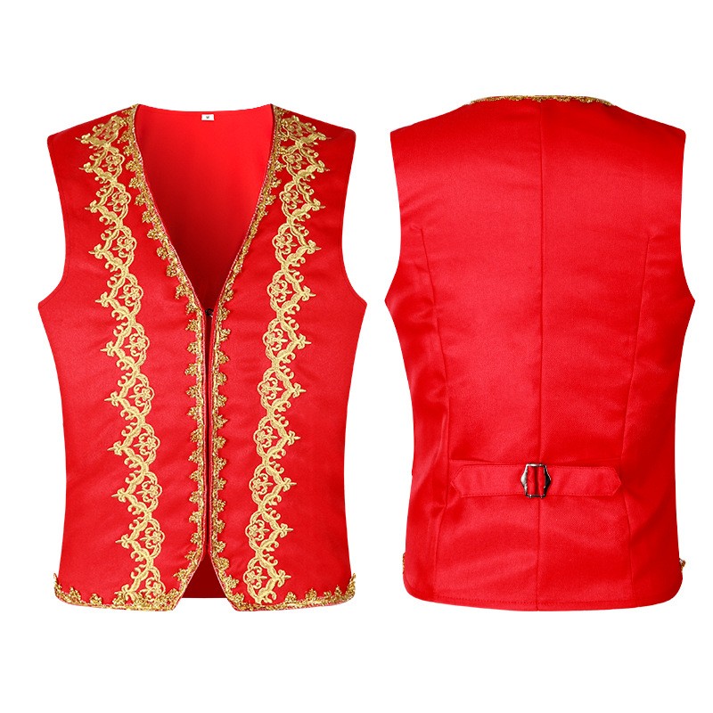 Men's European Style Gold Embe - Formal Vest Waistcoat ulasan dan harga