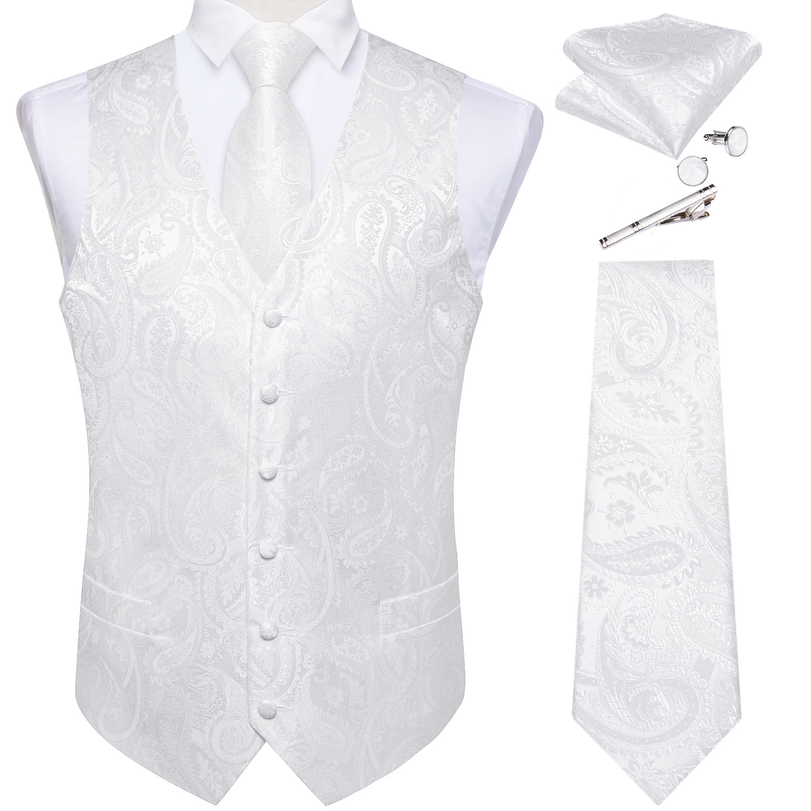Pure White Wedding Vest for Ma - Formal Vest Waistcoat ulasan dan harga