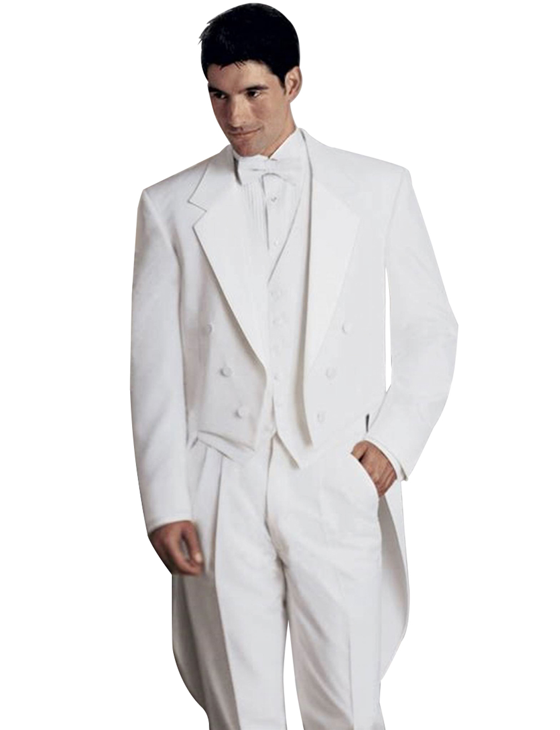 White Men's 3 Pieces Tailcoat  - Formal Vest Waistcoat ulasan dan harga