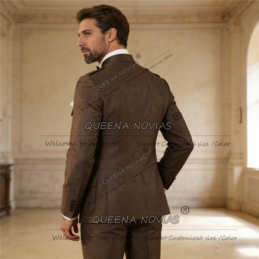 Classic Brown Suits Men Safari - Men Formal Wear Brown ulasan dan harga