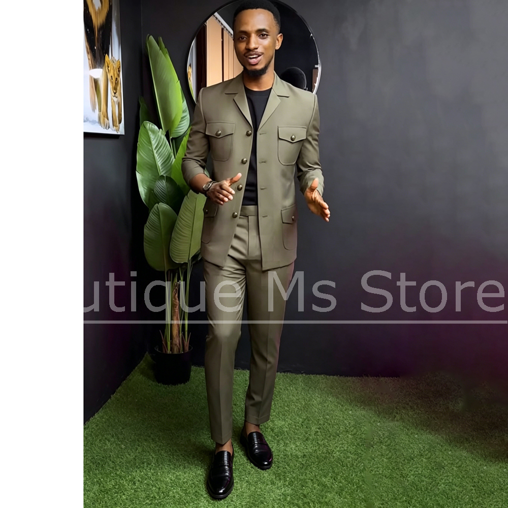 Men Safari Suit Two Piece Set  - Men Formal Wear Office ulasan dan harga