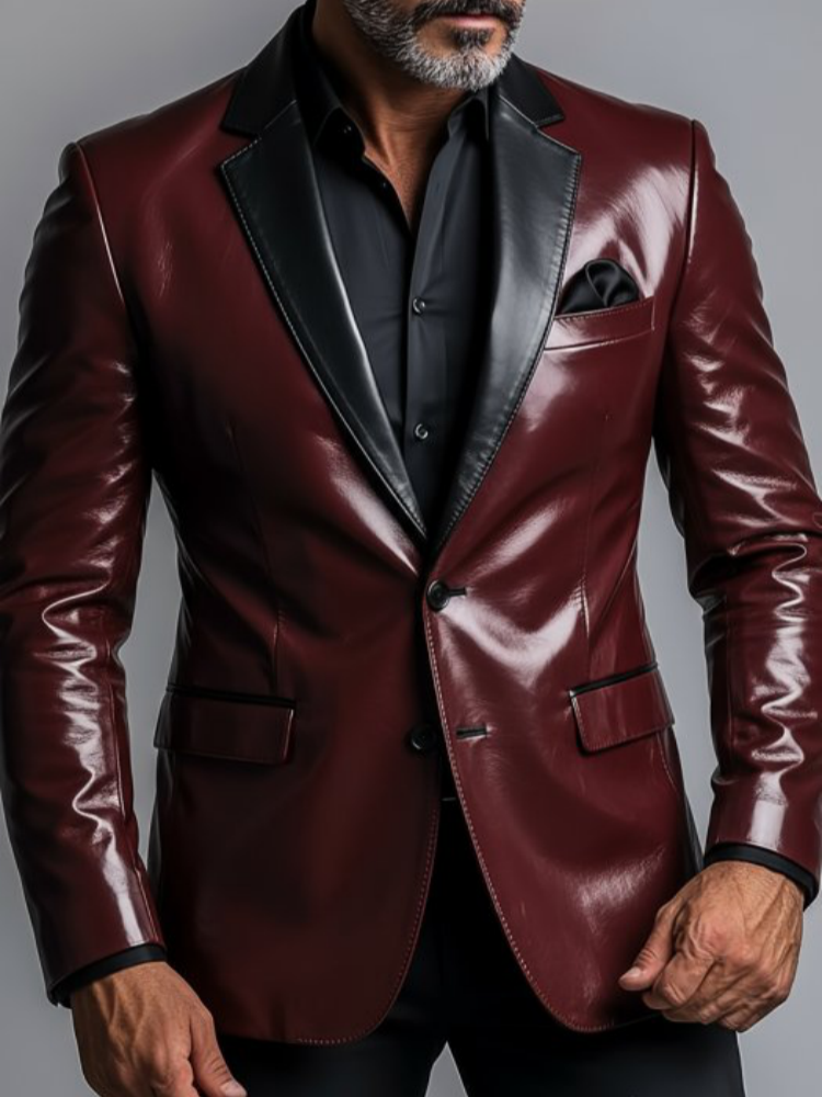 Men's PU Leather Blazer Single - Men Formal Wear Office ulasan dan harga