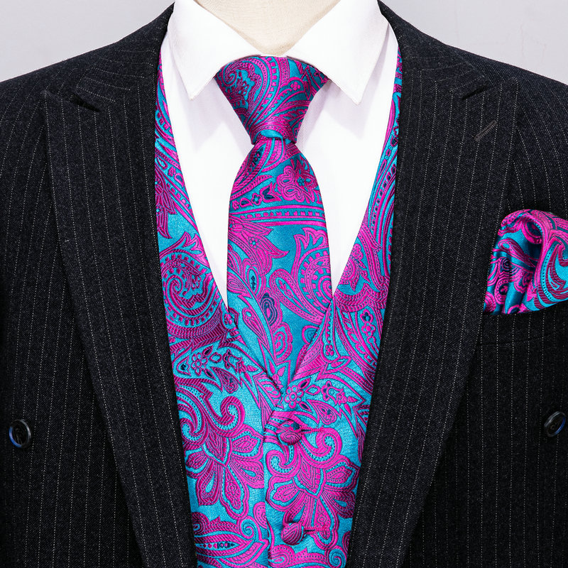 Mens Vest Dress Purple Paisley - Formal Vest Waistcoat ulasan dan harga