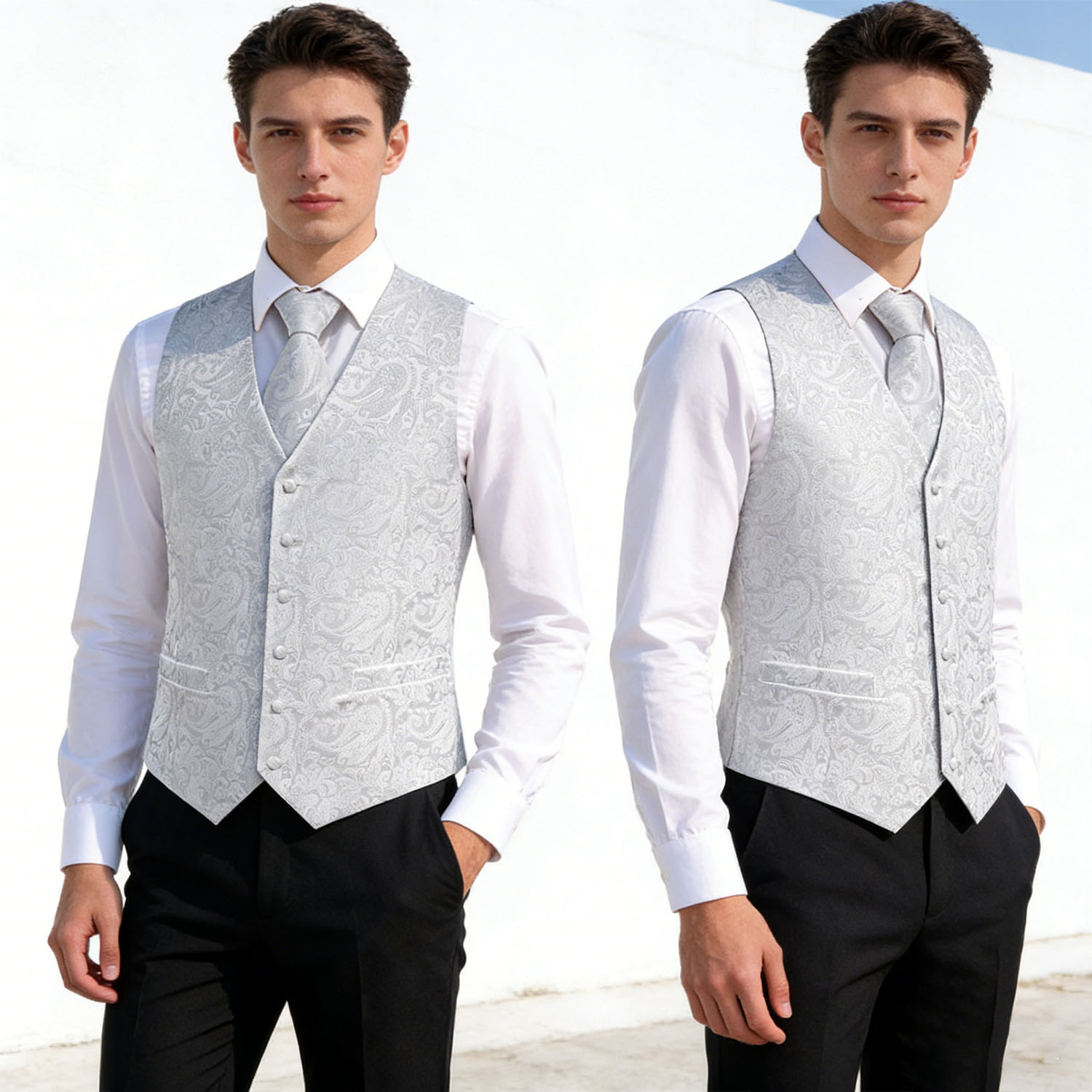 Men's Floral Vest & Tie Hanky  - Formal Vest Waistcoat ulasan dan harga