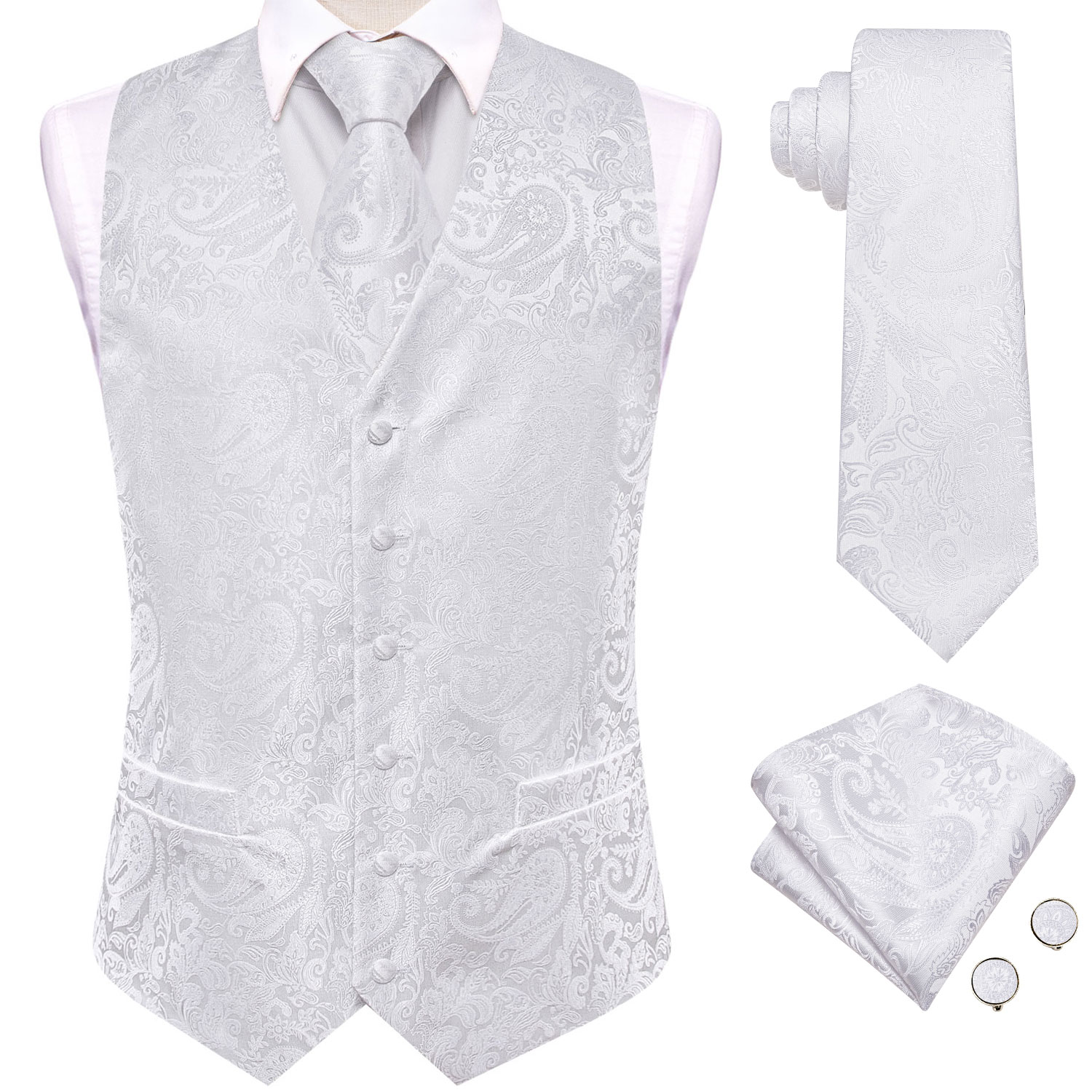Men's Floral Vest & Tie Hanky  - Formal Vest Waistcoat ulasan dan harga